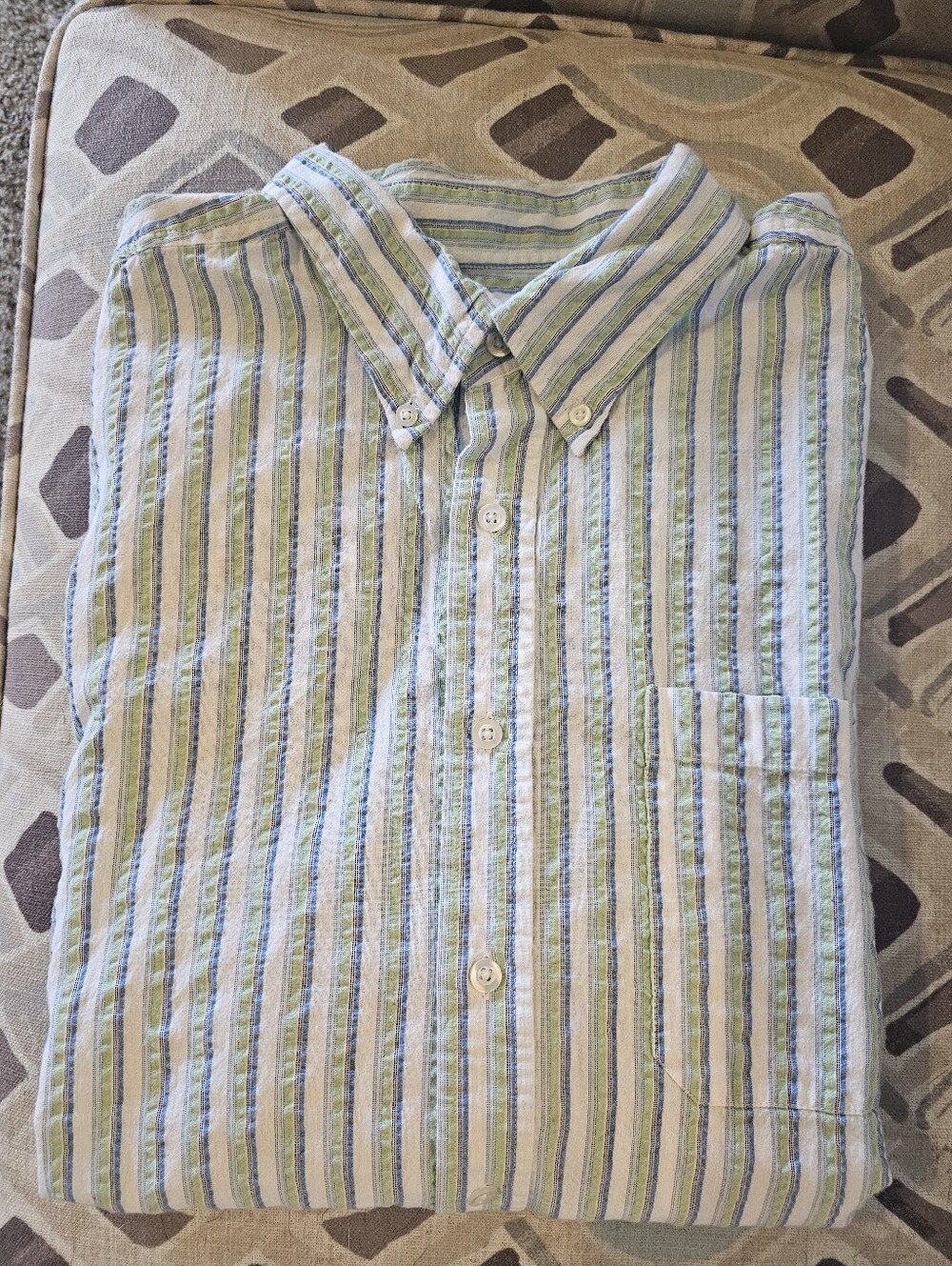 XLT Scandia Woods Striped Short-Sleeve Button-Down Shirt in Light Blue & White